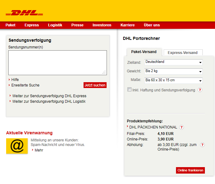 DHL.de – Flash-Werbung entfernen
