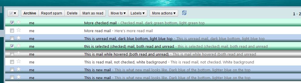 3D-like highlights for Gmail inbox