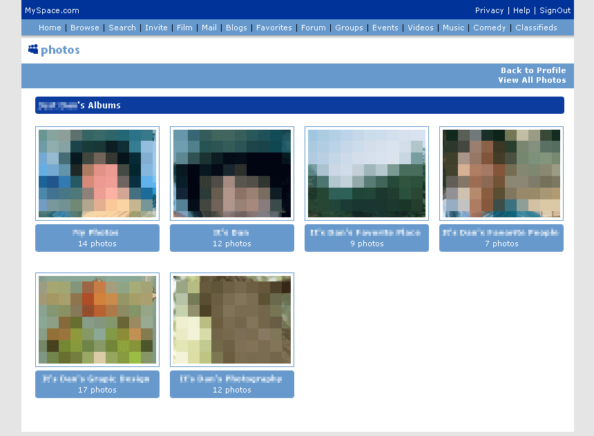 MySpace New Skin Style Photo Album