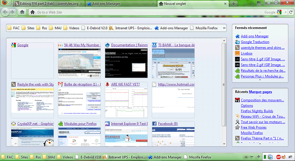 Firefox 4 New tab jupstart