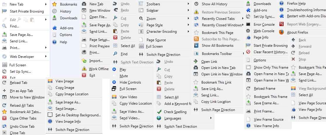 Firefox - Menu Icons