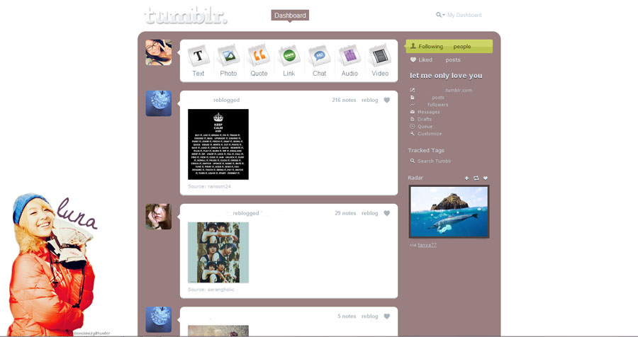 F(x)'s Luna Tumblr Dashboard Theme