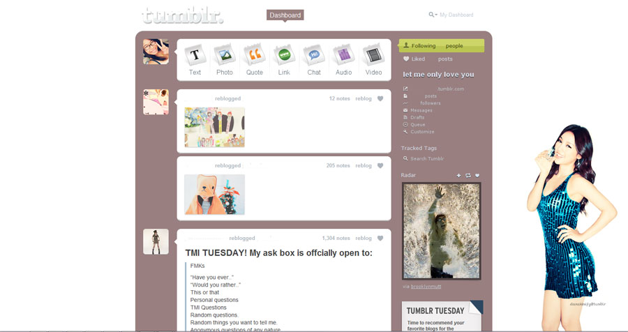 Lee Hyori Tumblr Dashboard Theme