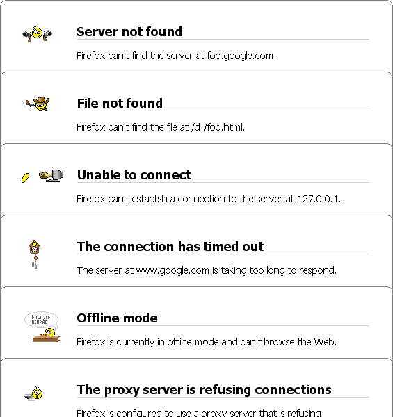 Net Error Custom Icons