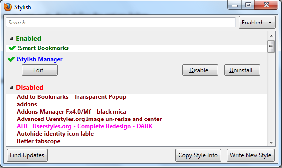 Stylish Manager Re-Thought Firefox 4