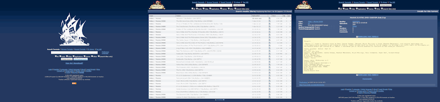 thepiratebay.org - dark blue redesign