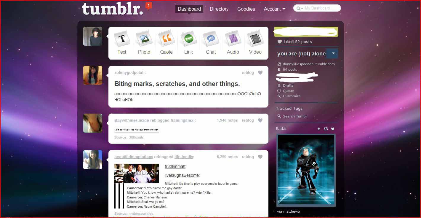 TUMBLR - mac purple  space nebula theme