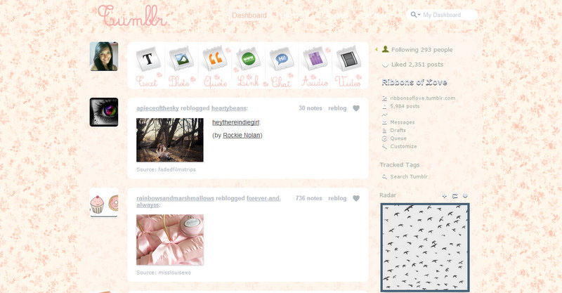 Flowery Pink Tumblr dashbord
