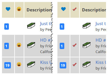 Geocaching.com Search Page-Red Checkmark for Found
