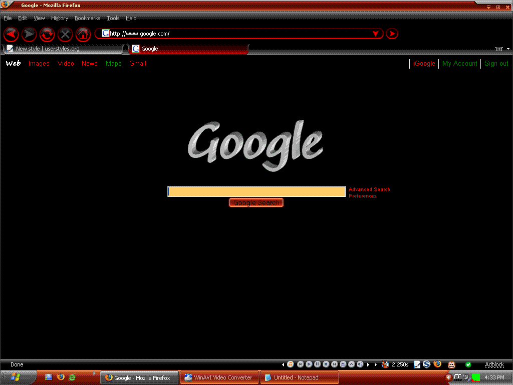 Google Main Page - Cleaned Up, Darkened