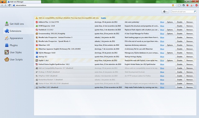Firefox 4 or newer - Compact Addons Manager