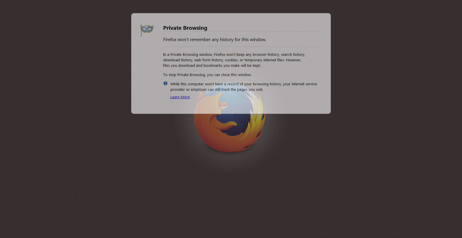 about: pages mod - Dark firefox logo in background