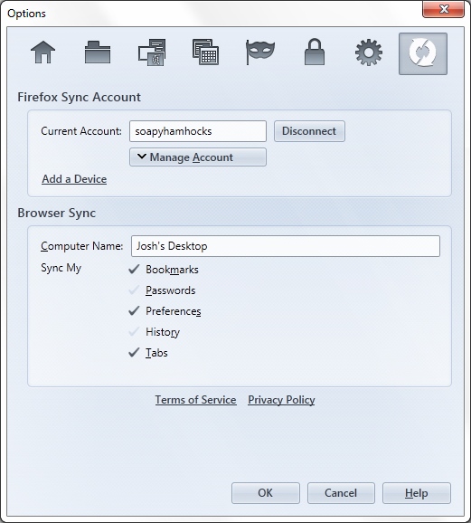 Firefox 4 - Options In-content style (horizontal)