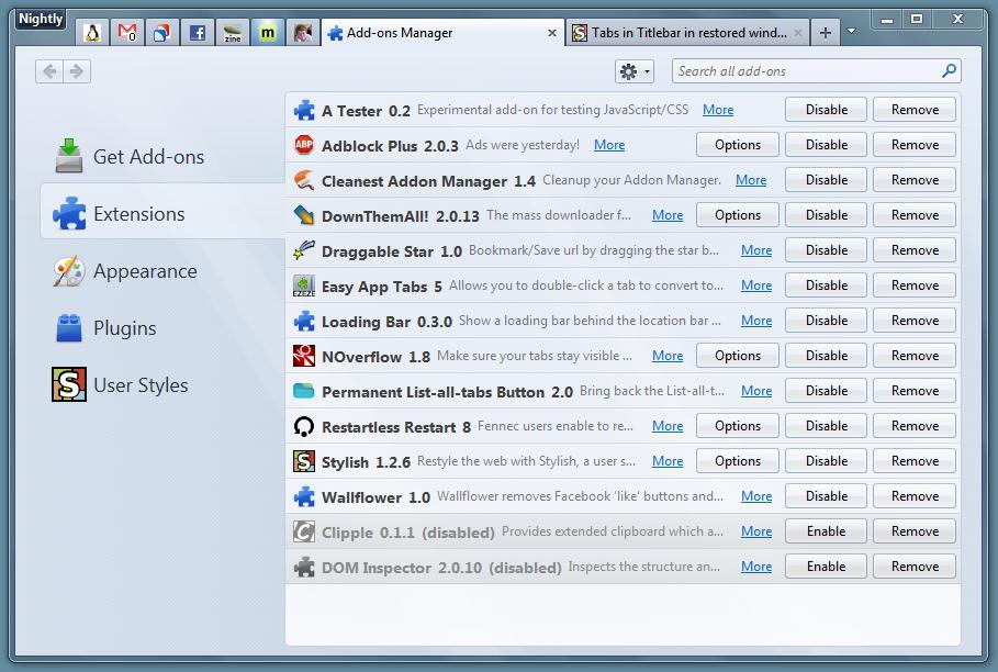 Tabs in Titlebar in restored window