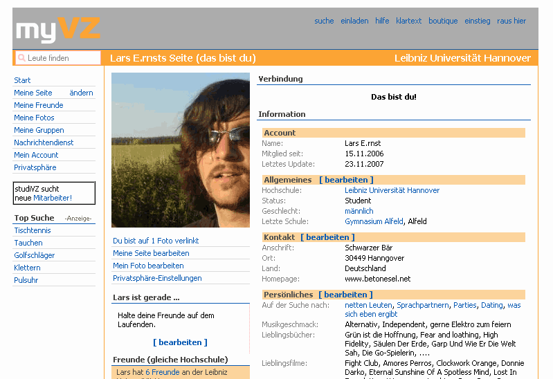 myVZ 1.0 - Orange Twilight for StudiVZ