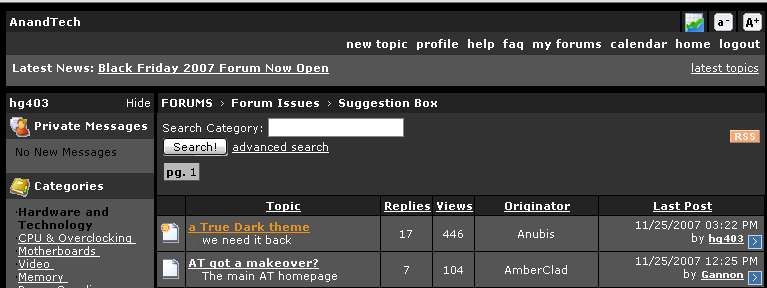 Anandtech - Dark Theme