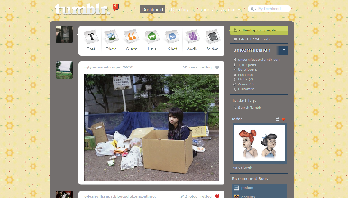Tumblr - Gray Dashboard w/ Lovely Yellow Floral BG