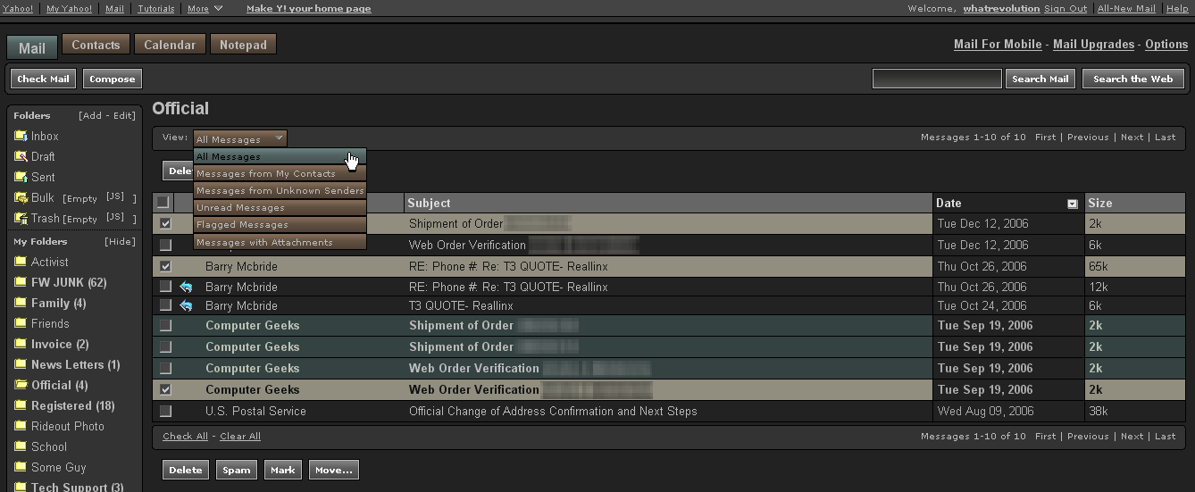 painted black - yahoo mail classic
