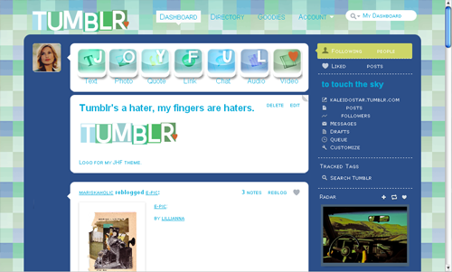 Tumblr Dashboard -- Joyful Hearted