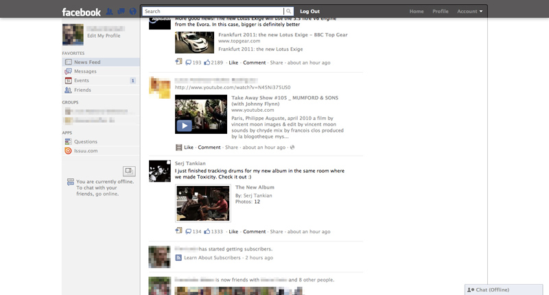 Clean black & grey FACEBOOK + sticky fixed top bar
