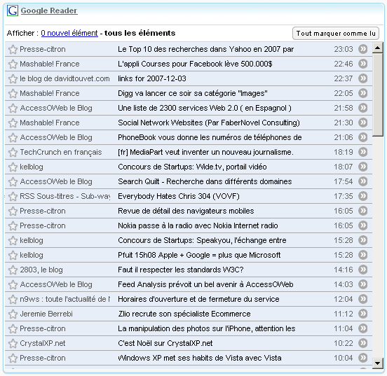 Google Reader Mini