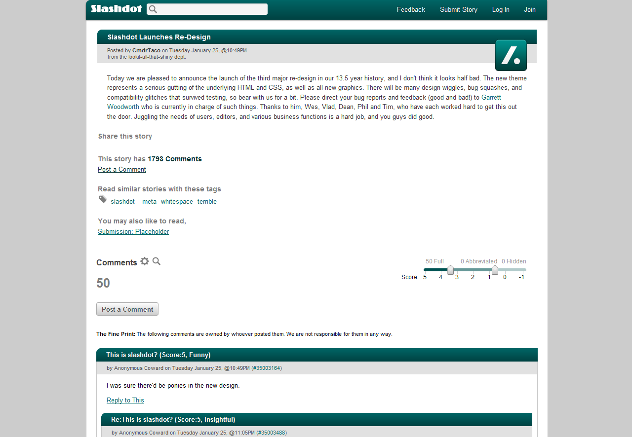 Slashdot - Simplified design 2011