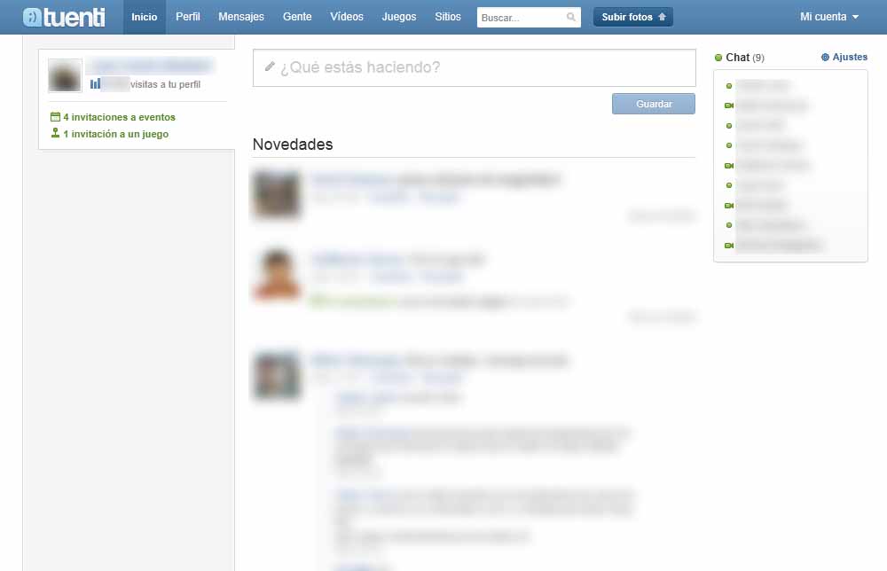 Tuenti - Inicio limpio