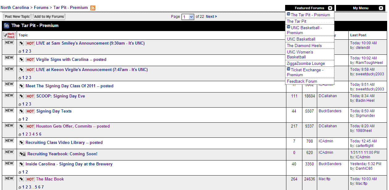 Scout.com Forums - No Header/Footer