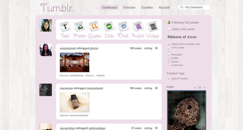 Lilac tumblr dashboard