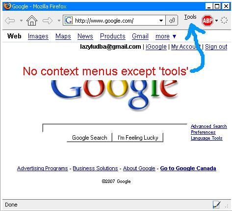 Mozilla Firefox Remove Pointless Context Menus