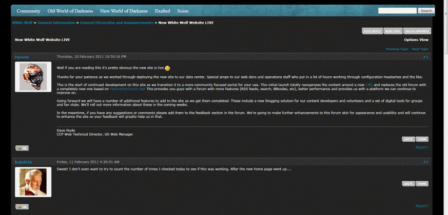 WhiteWolf Forums - Alternate Style