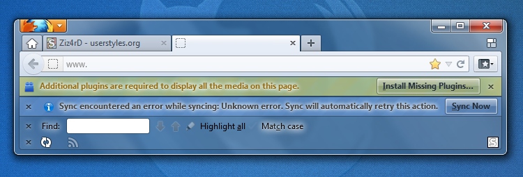 Firefox | StatusBar FindBar and Notification glass