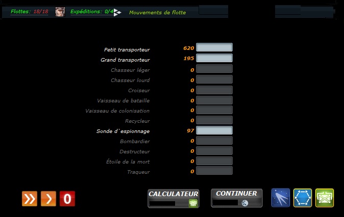 ogame redesign : old menu fleet