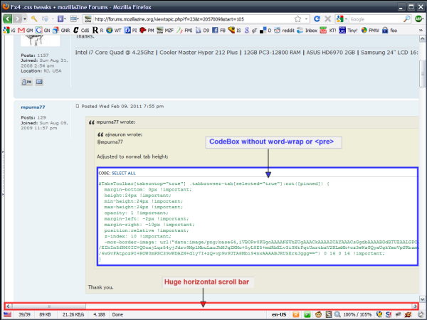 fmo: Large CODE-tag Boxes and Images Forum Fix