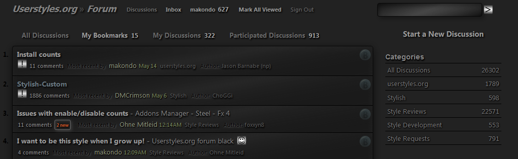 Userstyles.org forum black