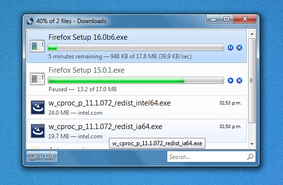 Firefox | Download Manager Win7 Native