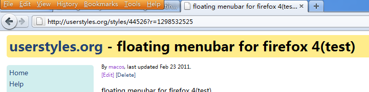 floating menubar for firefox 4(test)