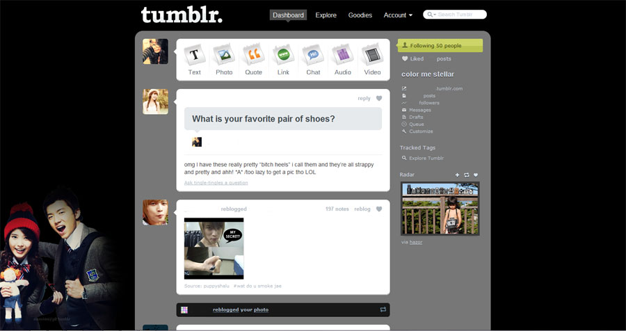 Milky Couple Tumblr Dashboard Theme