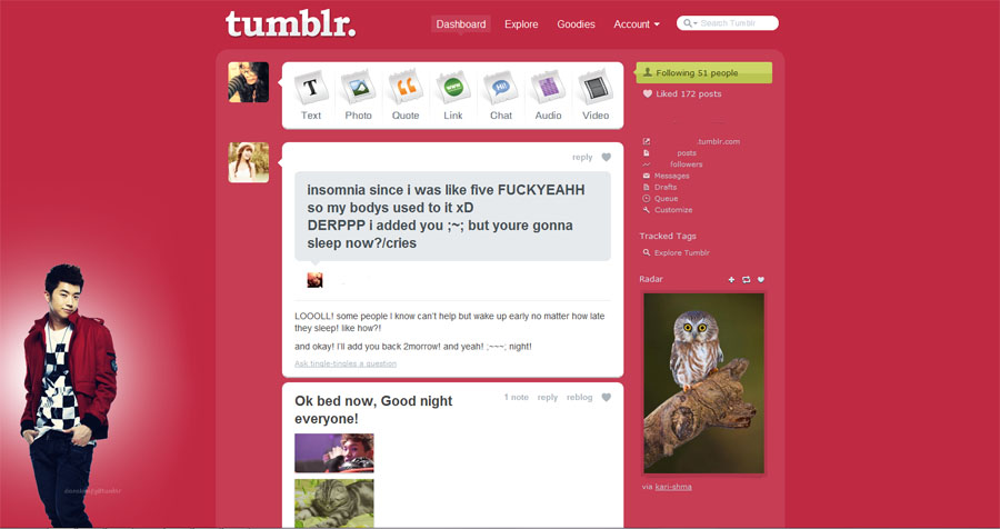 2PM's Wooyoung Tumblr Dashboard Theme