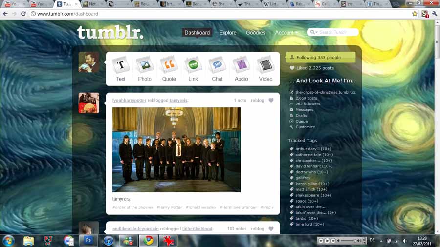 starry night stuff #1, Tumblr dashboard theme