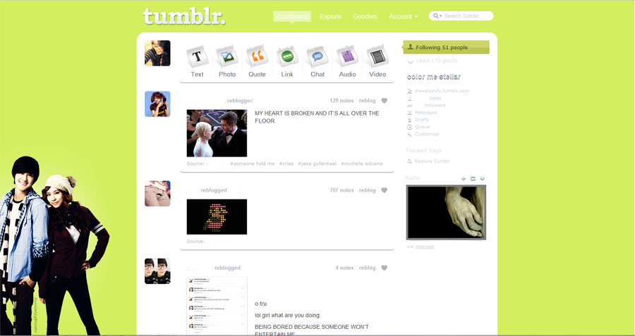 Kim Bum & Fei Tumblr Dashboard