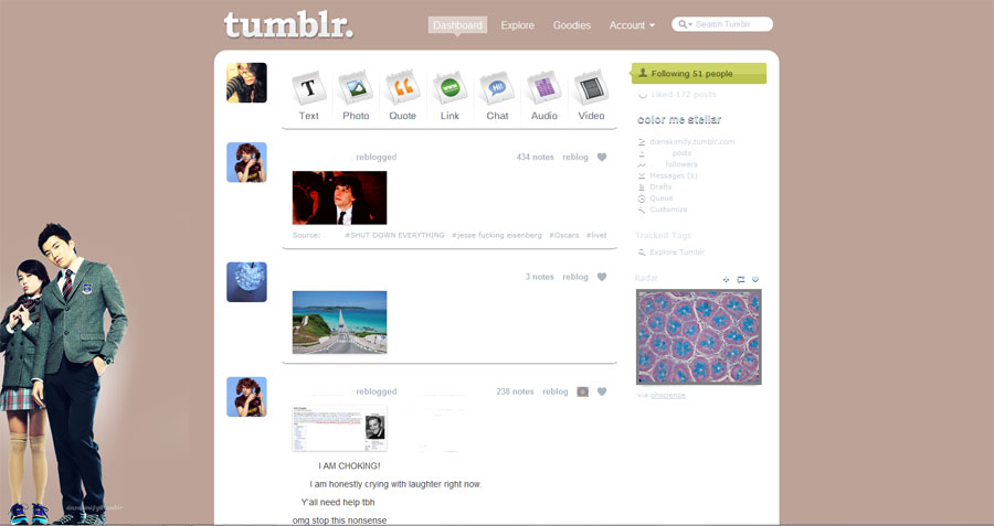 Milky Couple Tumblr Dashboard