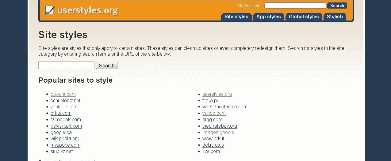 Userstyles.org blue and orange theme