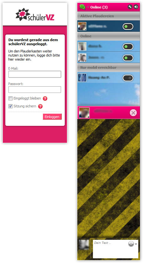 Schüler VZ (SVZ) - Plauderkasten, Mobile Version #
