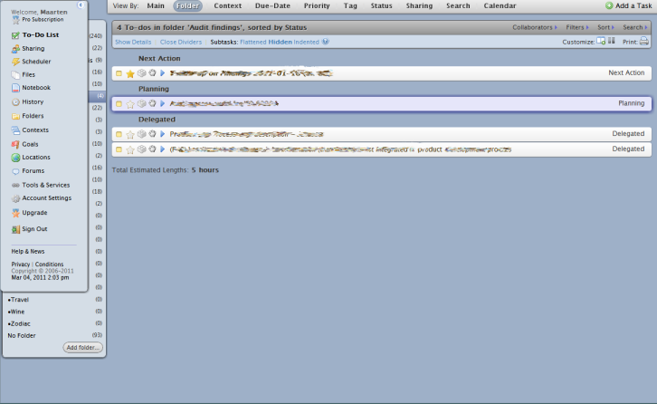 Toodledo Focus Things Style++ With Left Side Tabs