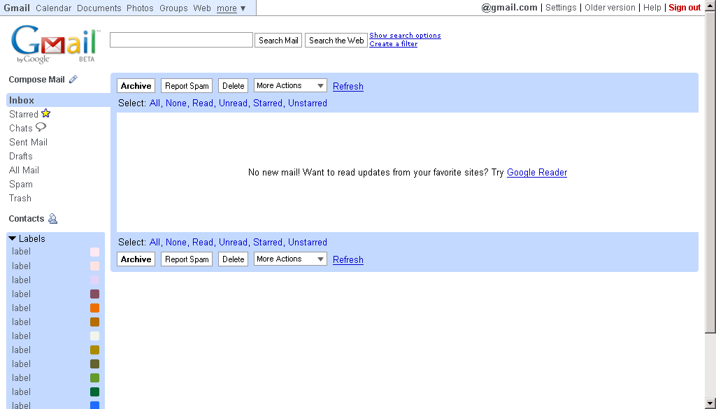 GMail 2 : Box labels, Buttons, Toolbar color, etc.