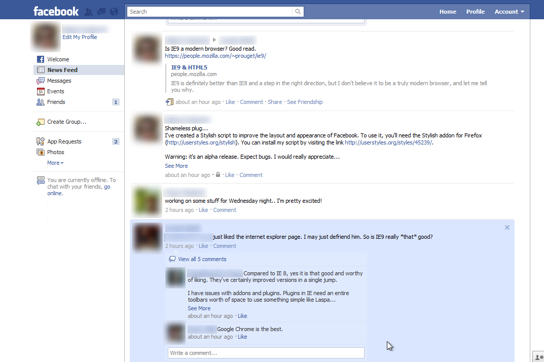 Facebook - Improve and simplify style