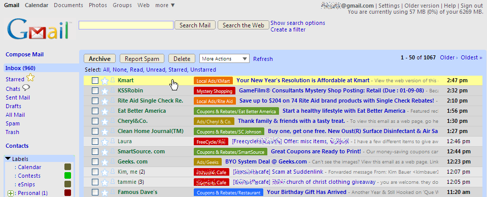 GMail 2.0 Redesigned - Grays and Blues