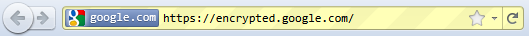 Yellow location bar on https