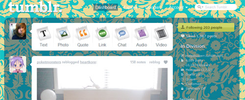 Blue Floral Tumblr Dashboard Theme
